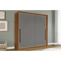 Guarda Roupa 2 Portas de Correr (1 c/ espelho) e 2 Gavetas Valência Freijo/Cinza - Politorno