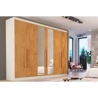 Guarda Roupa 6 Portas (2 c/ Espelho) e 6 Gavetas Oslo Off White/Peroba - Europa