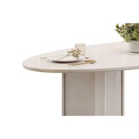 Mesa p/ Cozinha Liz c/ Tampo Madeirado c/ Vidro Oval 218x108cm Off White/Off White - DJ Móveis