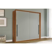 Guarda Roupa Casal 2 Portas de Correr (1 c/ espelho) e 2 Gavetas Valência Freijo/Verde - Politorno