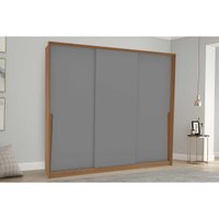Guarda Roupa Casal 3 Portas de Correr e 4 Gavetas Porto Freijo/Cinza - Politorno