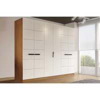 Guarda Roupa Casal 6 Portas e 4 Gavetas Lisboa Freijo/Creme - Politorno
