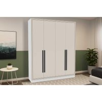 Guarda Roupa 4 Portas e 4 Gavetas Valência Branco/Creme - Politorno