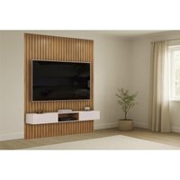 Rack Bancada c/ Painel p/ TV Trento 183x240cm Freijo/Off White - DJ Móveis