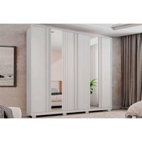 Guarda Roupa 6 Portas (2 c/ Espelho) e 4 Gavetas Mozart Lux Branco - Caemmun