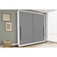 Guarda Roupa Casal 2 Portas de Correr e 2 Gavetas Valência Branco/Cinza - Politorno