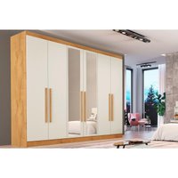 Guarda Roupa 6 Portas (2 c/ Espelho) e 6 Gavetas Oslo Peroba/Off White - Europa