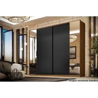 Guarda Roupa 4 Portas (2 de Correr e 2 de Giro c/ Espelho) e 4 Gavetas Laredo Flex Nogueira/Nogueira ou Preto - Demóbile
