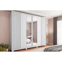 Guarda Roupa 6 Portas (2 c/ Espelho) e 4 Gavetas Apollo Lux Branco - Caemmun