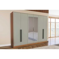 Guarda Roupa 6 Portas (2 c/ Espelho) e 4 Gavetas Lisboa Freijo/Verde - Politorno