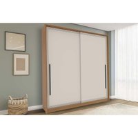 Guarda Roupa Casal 2 Portas de Correr e 2 Gavetas Valência Freijo/Creme - Politorno
