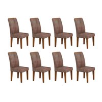 Kit 8 Cadeiras Sala Jantar Lunara 8 Un Imbuia/Suede Capuccino - Rufato