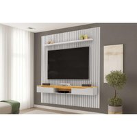 Painel Home p/ TV Isac 223x240cm Bali/Cedro - DJ Móveis