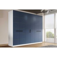 Guarda Roupa 6 Portas e 4 Gavetas Lisboa Branco/Azul - Politorno