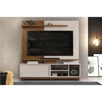 Rack Bancada c/ Painel p/ TV até 55 Pol Atenas 1 Porta 184x150cm Freijo/Off White - DJ Móveis