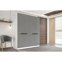 Guarda Roupa 4 Portas e 4 Gavetas Lisboa Branco/Cinza - Politorno