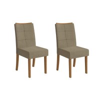 Cadeira Sala de Jantar Elva 2CAD162 Madeirado Kit 2 Un Canela/Boucle Bege Fendi - Kappesberg