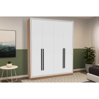 Guarda Roupa 4 Portas e 4 Gavetas Valência Freijo/Branco - Politorno