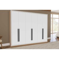 Guarda Roupa 6 Portas e 4 Gavetas Valência Freijo/Branco - Politorno