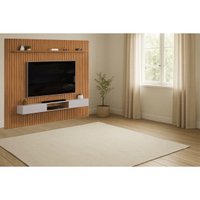Rack Bancada c/ Painel p/ TV Trento 275x240cm Freijo/Off White - DJ Móveis