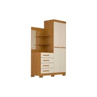 Guarda Roupa 2 Portas e 4 Gavetas c/ 1 Espelho Melissa Cinamomo/Off White - ACP