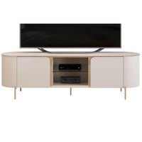 Rack Bancada p/ TV até 65 Pol Adele c/ 2 Portas 180x57cm Off White/Off White - DJ Móveis