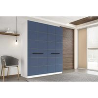 Guarda Roupa 4 Portas e 4 Gavetas Lisboa Branco/Azul - Politorno