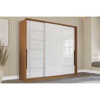Guarda Roupas 3 Portas de Correr de e 4 Gavetas Lisboa Freijo/Branco - Politorno