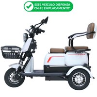 Triciclo Elétrico 750W Fenix Branco Tração Reduzida Freio no Pé - Não Precisa de CNH
