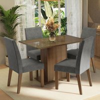 Conjunto Sala de Jantar Mesa Tampo de Vidro Com 4 Cadeiras Zion Madesa