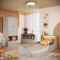 Quarto Infantil Completo com cama solteiro com iluminação LED Montessoriano
