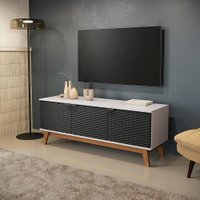 Rack Kappesberg 3 Portas 3D Branco/Preto 136cm
