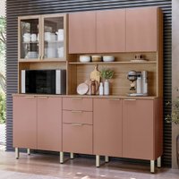 Cozinha Compacta Pitanga 10 Portas 2 Gavetas Amêndola Touch/Marsala - Pnr Móveis