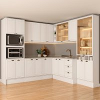 Armário de Cozinha Completa s/ Tampo Milla Dusk Carraro Branco