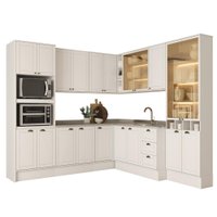 Armário de Cozinha Completa s/ Tampo Milla Aura Carraro Branco