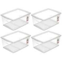 Kit 4 Caixas Organizadoras com Tampa Click 30L Empilháveis de Plástico Multiuso Ordene