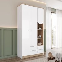 Guarda Roupa Infantil Magia 3 Portas 2 gavetas com Nichos Decorativos