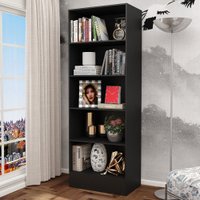 Estante para Livros Poesia com 4 Prateleiras Preto - Pnr Móveis