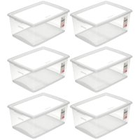 6 Caixas Organizadoras com Tampa 30L Empilháveis Click Ordene de Plástico