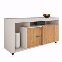 Rack Bancada Para TV's de Até 55 Polegadas Lubech Off White / Madeirado Viero