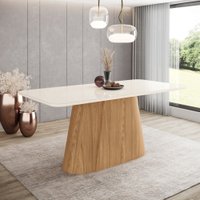 Mesa Olivia para 6 lugares Tampo 180cm com vidro Canto arredondado