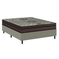 Cama Box Casal Colchão Com Molas Ensacadas Tokio 138x188x63cm Marrom/Bege Umaflex