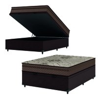 Cama Box Baú Casal Colchão Com Molas Ensacadas Tokio 138x188x66cm Marrom Umaflex
