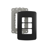 Placa com Suporte MarGirius B3 Colors 4x2 para 3 Módulos Horizontais Preto Ebony