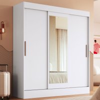 Guarda-Roupa Casal Londes 3 Portas 2 Gavetas com Espelho 100% Mdf Branco - Doripel Móveis