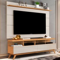 Rack com Painel para TV Até 60 Polegadas Vivare 2 Gavetas Nature/Off White - Giga Móveis