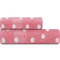 Jogo Toalhas 2 Peças Prisma Formosa Banho e Rosto 100 Algodão Dohler - Rosa com branco