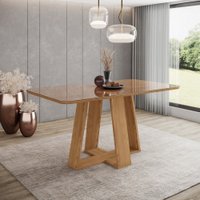 Mesa Lins para 6 lugares Tampo de 160cm canto arredondado com vidro e p&eacute;s em &acirc;ngulo