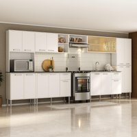 Armário de Cozinha Modulada Completa Compacta 399cm com Balcão de Pia Multimóveis MP2279 Branco