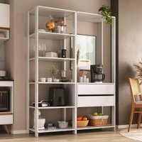 Armário de Cozinha Modulada Compacta 135cm 2 Peças com 2 Gavetas Multimóveis MP2284 Branco
